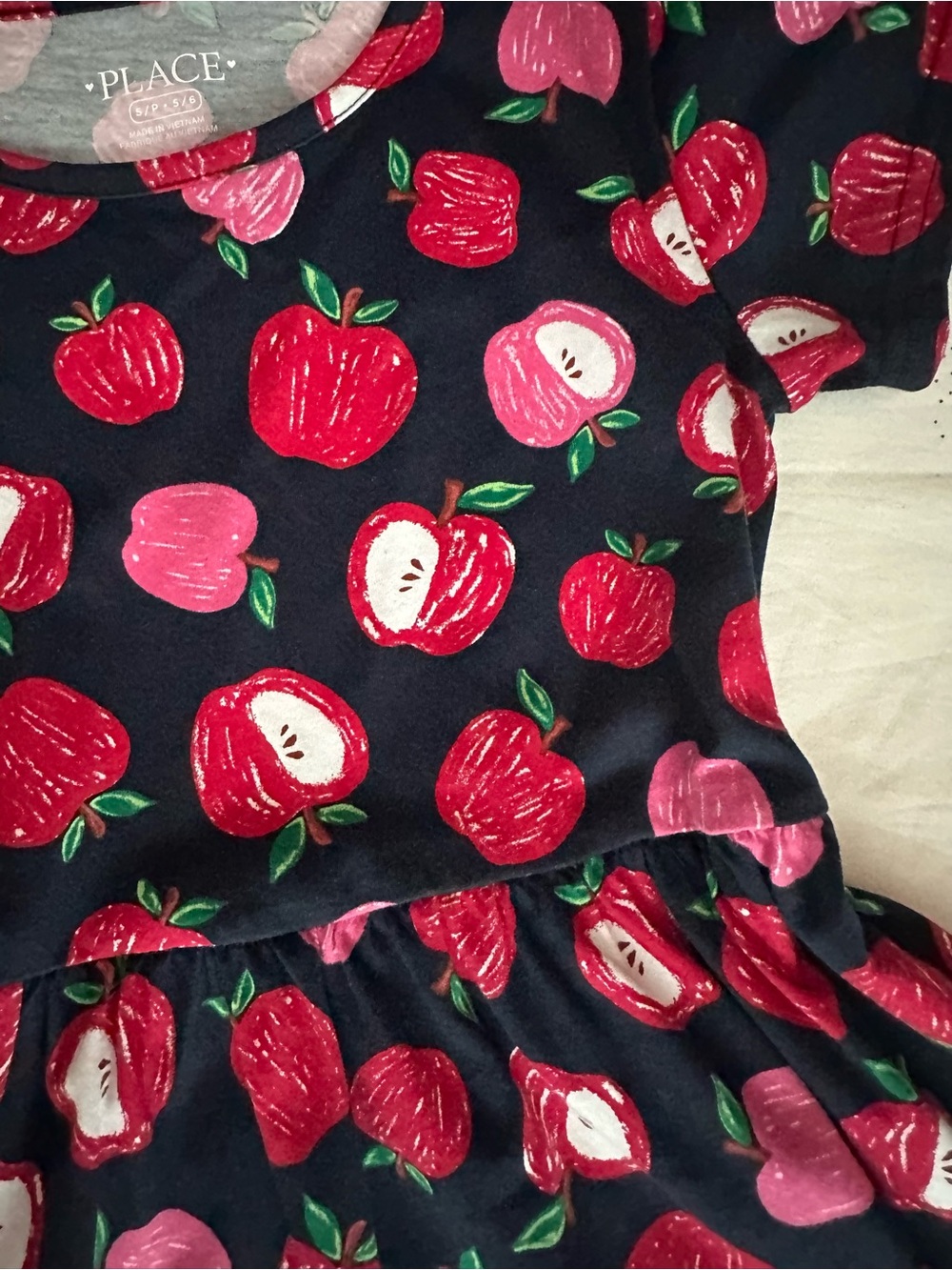 Girls Apple Design Dress - Picture 2 of 5